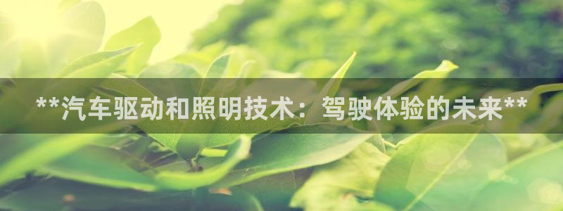 千亿国际:**汽车驱动和照明技术:驾驶体验的未来**